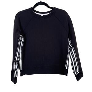 Athleta 24/7 Striped Crew Sweatshirt Pullover Black White Small S Crew Neck